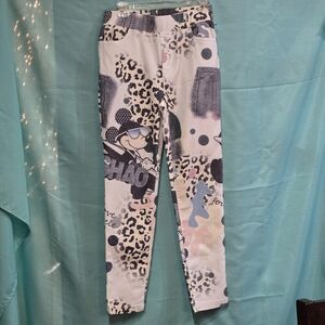 Frank Lyman Mickey Mouse Stretch Pant Disney Sm. Novelty White Black Blue NWT